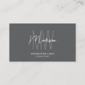 Modernes Monogramm-Logo QR-Code Grau Consultant Visitenkarte (Vorderseite)