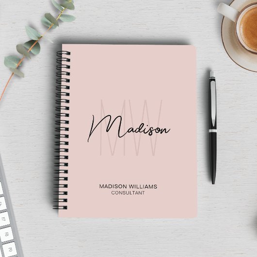 Modernes Monogramm-Logo Rosafarben Beraterin Notizblock
