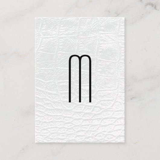 Modernes Monogramm | Luxury White Leather Visitenkarte (Vorderseite)