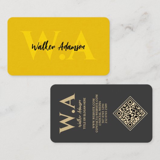 Modernes Monogramm | Luxus Black and Gold Visitenkarte (Vorne/Hinten)