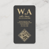 Modernes Monogramm | Luxus Black and Gold Visitenkarte (Rückseite)