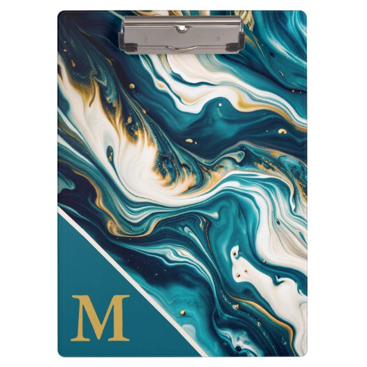 Modernes Monogramm-Marmor Klemmbrett (Vorderseite)