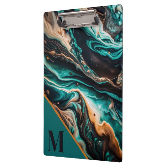 Modernes Monogramm-Marmor Klemmbrett (Links)