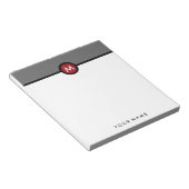 Modernes Monogramm Memo Note Pad - Schwarz/Rot/Gra Notizblock (angewinkelt)