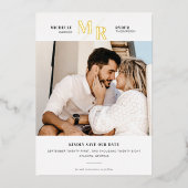 Modernes monogramm-Minimales Foto Save the Date au Folieneinladung (Vorderseite)