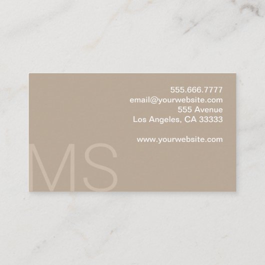 Modernes Monogramm Minimalistisch Beige Beruflich Visitenkarte (Rückseite)