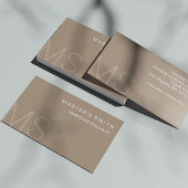 Modernes Monogramm Minimalistisch Beige Beruflich Visitenkarte