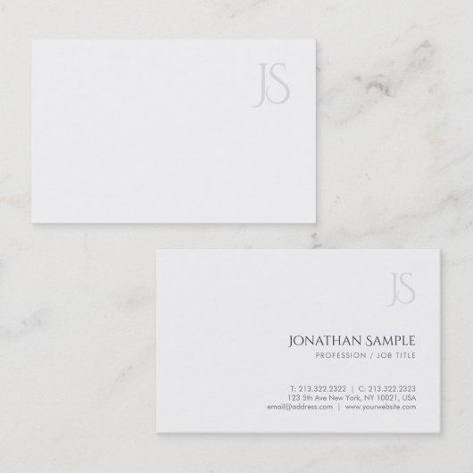 Modernes Monogramm Minimalistisch Beruflich einfac Visitenkarte (Vorne/Hinten)