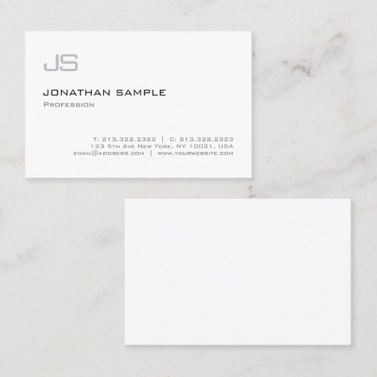 Modernes Monogramm Minimalistisch Beruflich Schlic Visitenkarte (Vorne/Hinten)