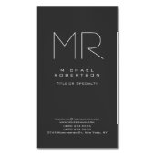 Modernes Monogramm Minimalistisch grau Magnetische Visitenkarte (Vorderseite Vertikal)