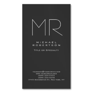 Modernes Monogramm Minimalistisch grau Magnetische Visitenkarte