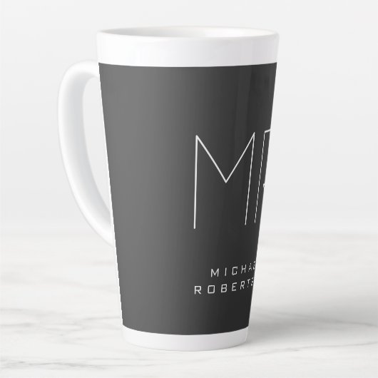 Modernes Monogramm Minimalistisch grau Milchtasse (Linke Ecke)