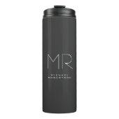 Modernes Monogramm Minimalistisch grau Thermosbecher (Vorderseite)