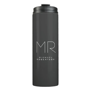 Modernes Monogramm Minimalistisch grau Thermosbecher