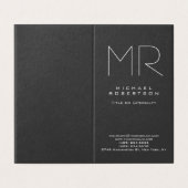 Modernes Monogramm Minimalistisch grau Visitenkarten (Außenseite Aufgefaltet)