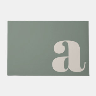 Modernes Monogramm Minimalistisches Salbeigrün Ein Fußmatte