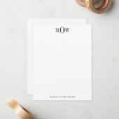 Modernes Monogramm mit 3 Buchstaben Mitteilungskarte (Vorderseite/Rückseite Beispiel)