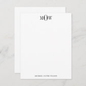 Modernes Monogramm mit 3 Buchstaben Mitteilungskarte (Vorne/Hinten)