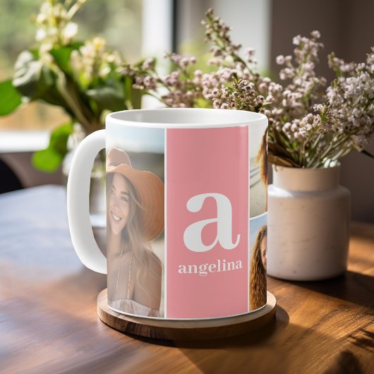 Modernes Monogramm mit 5 Fotomaterial - Korallen Kaffeetasse