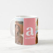 Modernes Monogramm mit 5 Fotomaterial - Korallen Kaffeetasse (Vorderseite Links)
