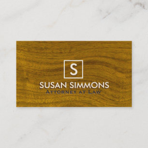 Modernes Monogramm mit dem Namen auf Holzdruck Visitenkarte