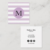 Modernes Monogramm mit einfachem Streifen Quadratische Visitenkarte (Vorne/Hinten)