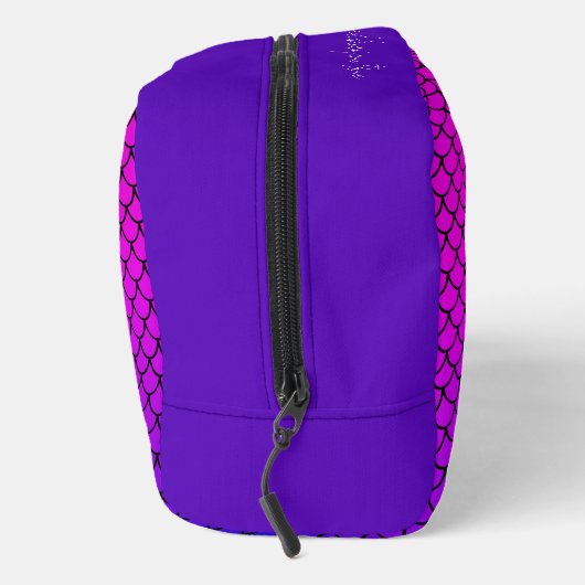 Modernes Monogramm mit Lila Gradient-Mermaid-Skala Waschbeutel (Rechts)