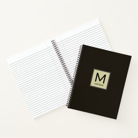 Modernes Monogramm mit Namen im Square Border Note Notizblock (Innenseite)