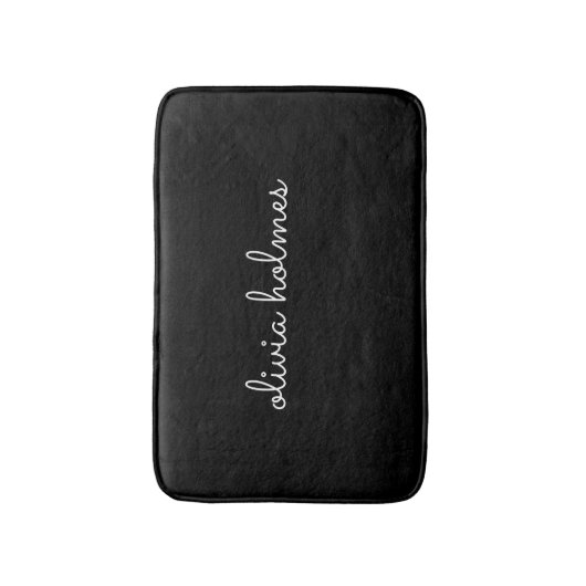 Modernes Monogramm | Modern Black text name rug Te Badematte (Vorderseite Vertikal)