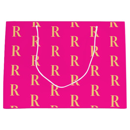 Modernes Monogramm-Muster - Hot Pink Große Geschenktüte (Vorderseite)