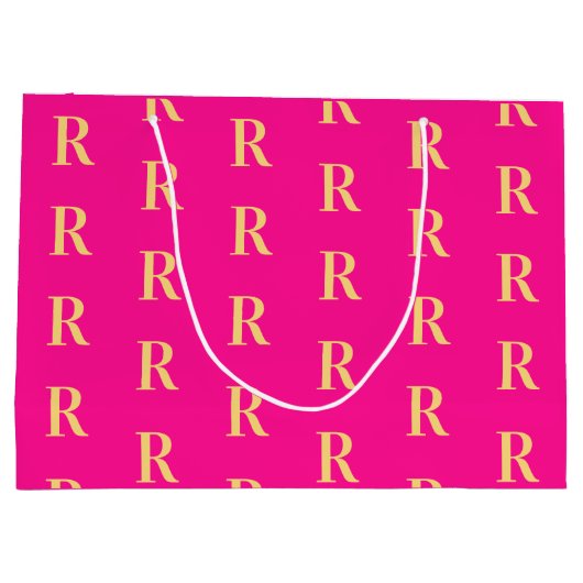 Modernes Monogramm-Muster - Hot Pink Große Geschenktüte (Rückseite)