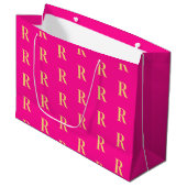 Modernes Monogramm-Muster - Hot Pink Große Geschenktüte (Vorderseite Schrägansicht)