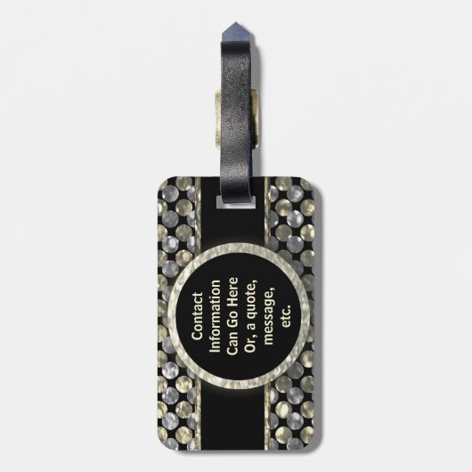 Modernes Monogramm Muster in Gold und Schwarz Gepäckanhänger (Rückseite vertikal)