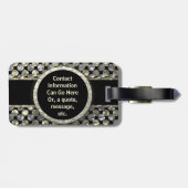 Modernes Monogramm Muster in Gold und Schwarz Gepäckanhänger (Rückseite horizontal)