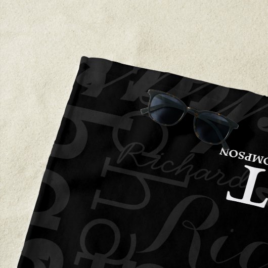 Modernes Monogramm Name Black Elegant Strandtuch (Beispiel)