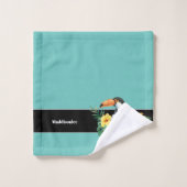 Modernes Monogramm Name Black Toucan Badezimmer Badhandtuch Set (Waschlappen)