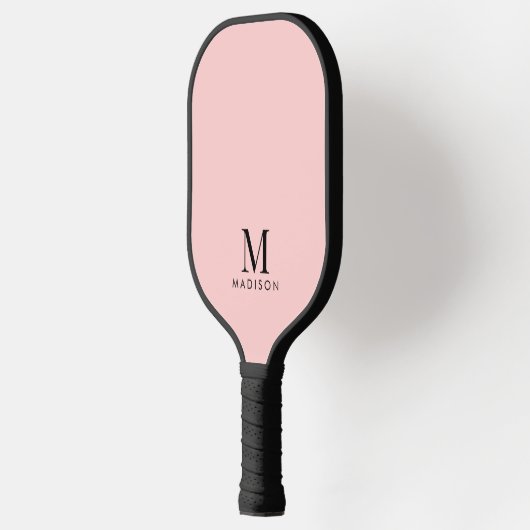 Modernes Monogramm Name Pastell Pink Pickleball Schläger (Links)