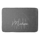 Modernes Monogramm Name Script grau Badematte (Vorderseite)