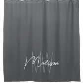 Modernes Monogramm Name Script grau Duschvorhang (Vorderseite)