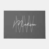 Modernes Monogramm Name Script grau Fußmatte (Vorderseite)