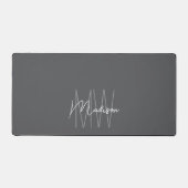 Modernes Monogramm Name Script grau Schreibtischunterlage (Vorderseite)
