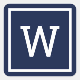Modernes Monogramm Navy Blau Quadratischer Aufkleber