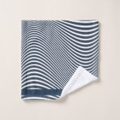 Modernes Monogramm Navy Blue and White Stripe Must Badhandtuch Set (Waschlappen)