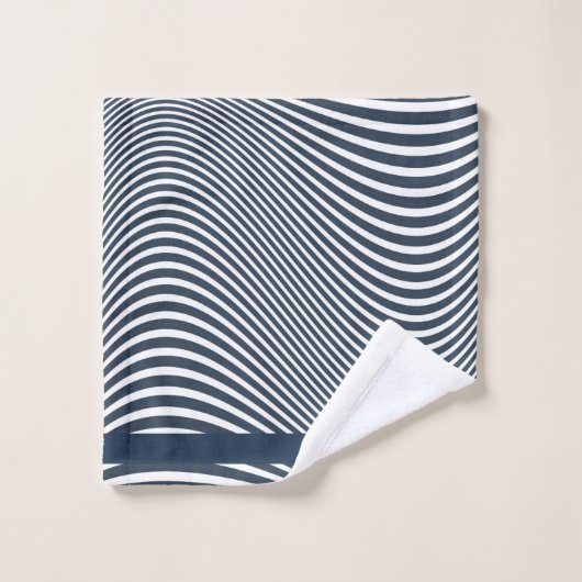 Modernes Monogramm Navy Blue and White Stripe Must Badhandtuch Set (Waschlappen)