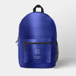 Modernes Monogramm Navy Blue Bedruckter Rucksack