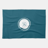 Modernes Monogramm Navy Blue Geschirrtuch (Horizontal)