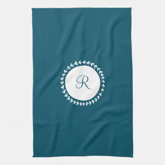 Modernes Monogramm Navy Blue Geschirrtuch (Vertikal)