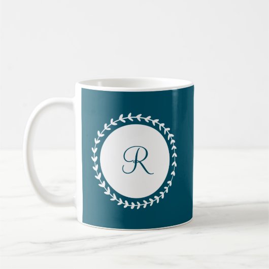 Modernes Monogramm Navy Blue Kaffeetasse (Links)