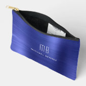 Modernes Monogramm Navy Blue Zubehörtasche (Offen)