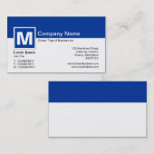 Modernes Monogramm - Navy und Weiß Visitenkarte (Vorne/Hinten)